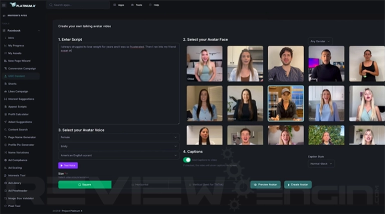 Platinum X Members Area Demo